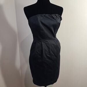 Express Strapless Elegant Formal Goth Black Cotton Shell Dress Size 4